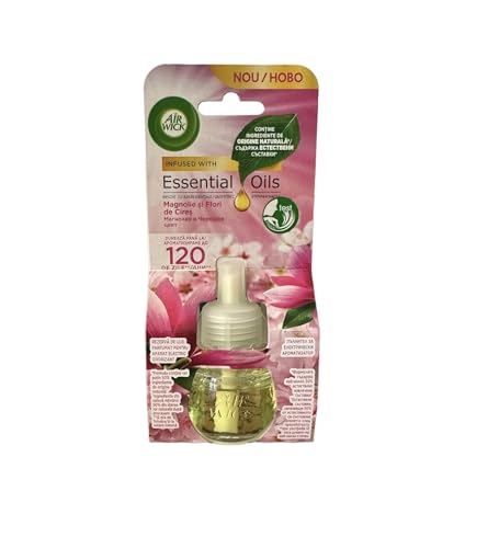 Airwick Recharge Magnolia & fleur de cerisier - 3 x 19 ml - Brosses à air pour voiture/maison (Lot de 3)