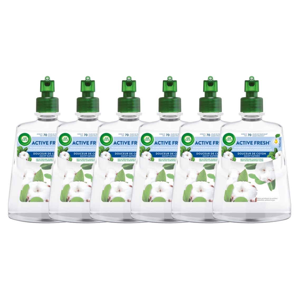 Désodorisant maison Air Wick Spray automatique sans gaz - Parfum fraîcheur de coton - Lot de 6