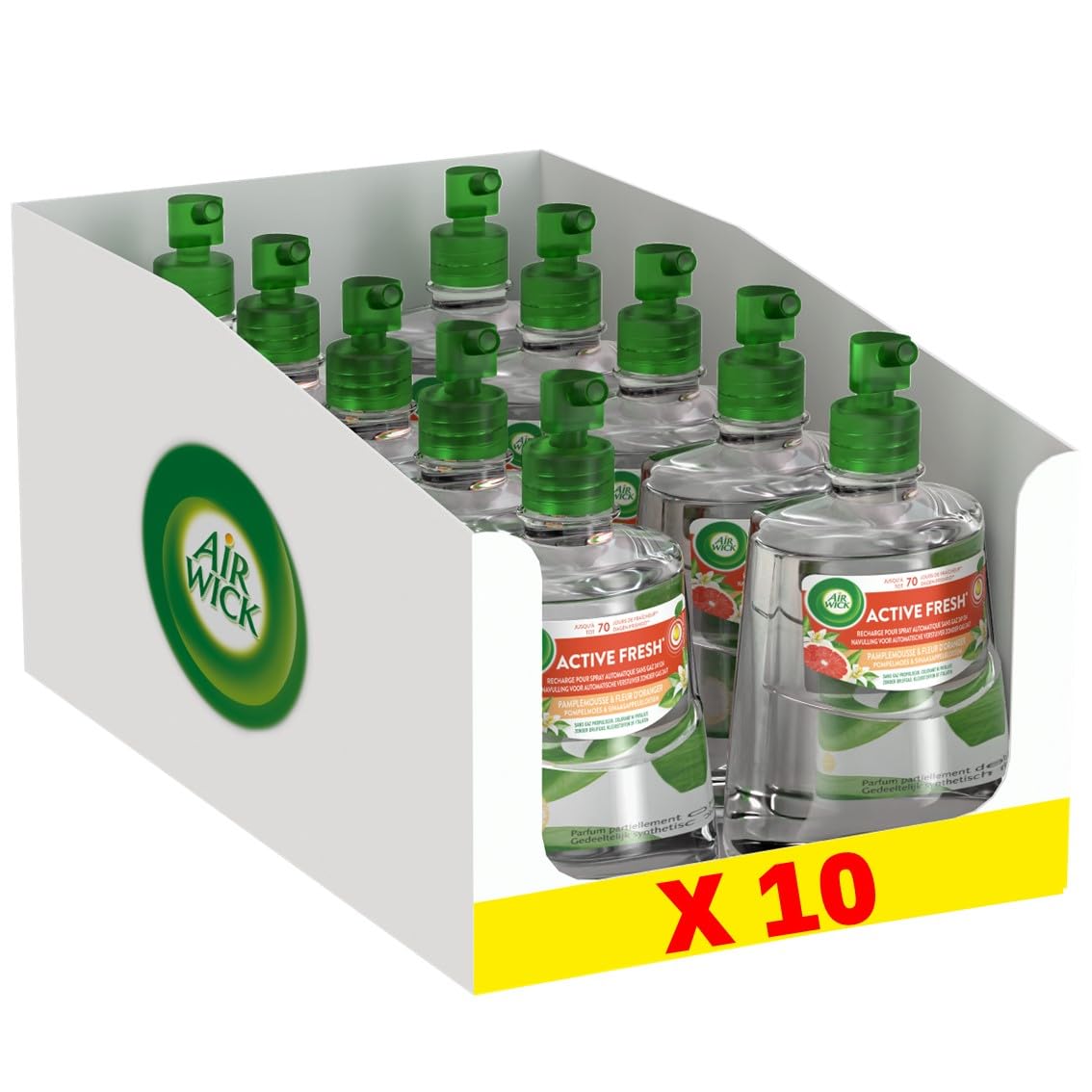 Air Wick Désodorisant Maison Spray Automatique Sans Gaz - Durée Maximale - Parfum Citron - 10 Unités